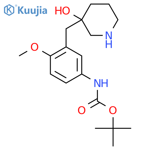 tert-butyl N-{3-(3-hydroxypiperidin-3-yl)methyl-4-methoxyphenyl}carbamate structure