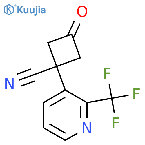 3-oxo-1-2-(trifluoromethyl)pyridin-3-ylcyclobutane-1-carbonitrile structure