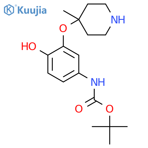 tert-butyl N-{4-hydroxy-3-(4-methylpiperidin-4-yl)oxyphenyl}carbamate structure