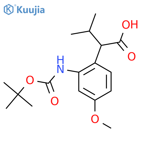 2-(2-{(tert-butoxy)carbonylamino}-4-methoxyphenyl)-3-methylbutanoic acid structure