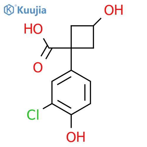 1-(3-chloro-4-hydroxyphenyl)-3-hydroxycyclobutane-1-carboxylic acid structure