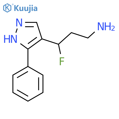 3-fluoro-3-(3-phenyl-1H-pyrazol-4-yl)propan-1-amine structure