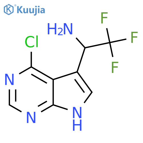 1-{4-chloro-7H-pyrrolo2,3-dpyrimidin-5-yl}-2,2,2-trifluoroethan-1-amine structure