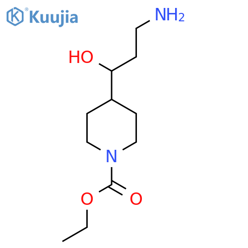 ethyl 4-(3-amino-1-hydroxypropyl)piperidine-1-carboxylate structure