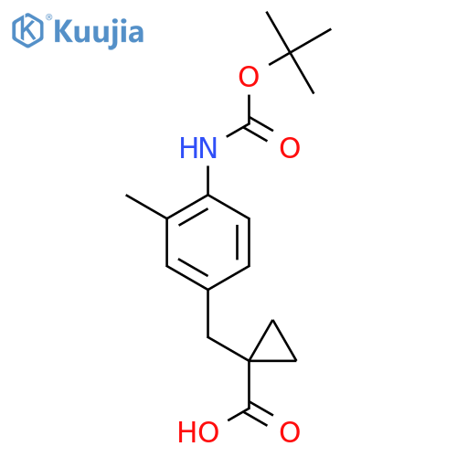 1-(4-{(tert-butoxy)carbonylamino}-3-methylphenyl)methylcyclopropane-1-carboxylic acid structure