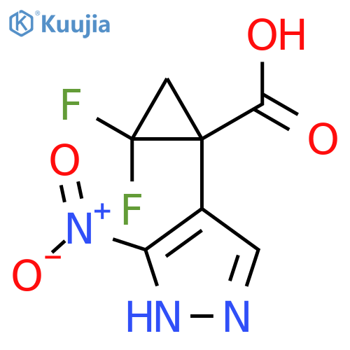 2,2-difluoro-1-(3-nitro-1H-pyrazol-4-yl)cyclopropane-1-carboxylic acid structure