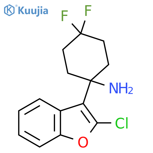 1-(2-chloro-1-benzofuran-3-yl)-4,4-difluorocyclohexan-1-amine structure