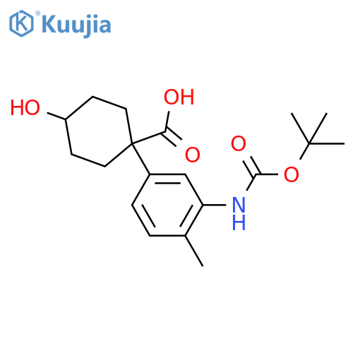 1-(3-{(tert-butoxy)carbonylamino}-4-methylphenyl)-4-hydroxycyclohexane-1-carboxylic acid structure
