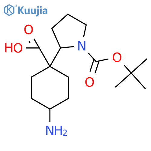 4-amino-1-{1-(tert-butoxy)carbonylpyrrolidin-2-yl}cyclohexane-1-carboxylic acid structure