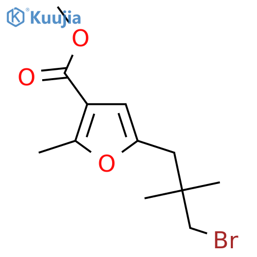 Methyl 5-(3-bromo-2,2-dimethylpropyl)-2-methylfuran-3-carboxylate structure