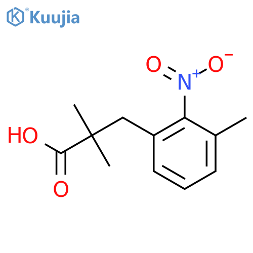 2,2-dimethyl-3-(3-methyl-2-nitrophenyl)propanoic acid structure