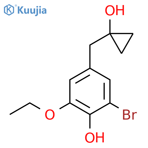 2-bromo-6-ethoxy-4-(1-hydroxycyclopropyl)methylphenol structure