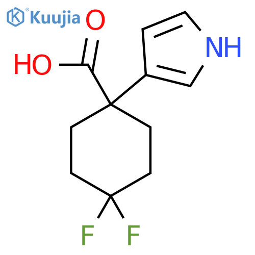 4,4-difluoro-1-(1H-pyrrol-3-yl)cyclohexane-1-carboxylic acid structure