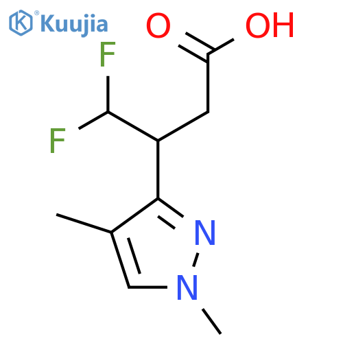 3-(1,4-dimethyl-1H-pyrazol-3-yl)-4,4-difluorobutanoic acid structure