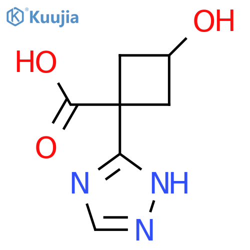 3-hydroxy-1-(1H-1,2,4-triazol-3-yl)cyclobutane-1-carboxylic acid structure