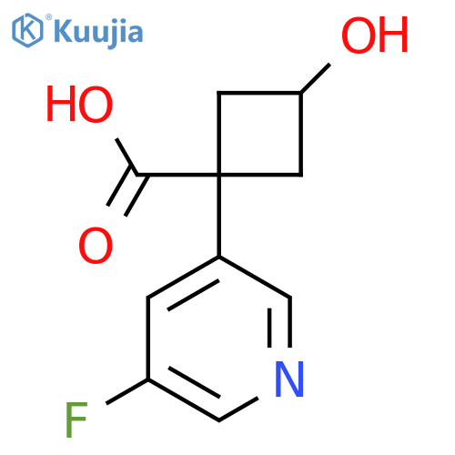 1-(5-fluoropyridin-3-yl)-3-hydroxycyclobutane-1-carboxylic acid structure