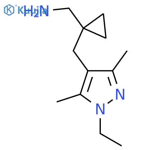 {1-(1-ethyl-3,5-dimethyl-1H-pyrazol-4-yl)methylcyclopropyl}methanamine structure