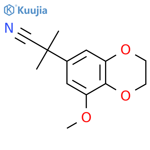 2-(8-methoxy-2,3-dihydro-1,4-benzodioxin-6-yl)-2-methylpropanenitrile structure