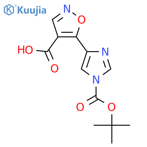 5-{1-(tert-butoxy)carbonyl-1H-imidazol-4-yl}-1,2-oxazole-4-carboxylic acid structure