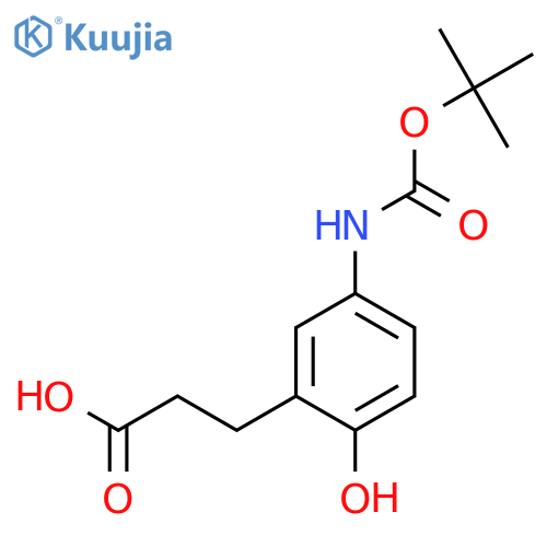 3-(5-{(tert-butoxy)carbonylamino}-2-hydroxyphenyl)propanoic acid structure