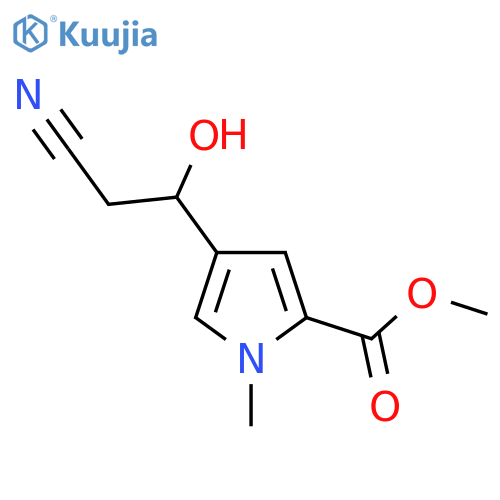 methyl 4-(2-cyano-1-hydroxyethyl)-1-methyl-1H-pyrrole-2-carboxylate structure