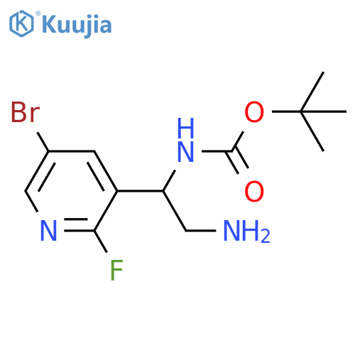 tert-butyl N-2-amino-1-(5-bromo-2-fluoropyridin-3-yl)ethylcarbamate structure
