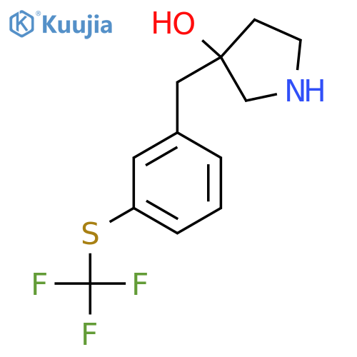 3-({3-(trifluoromethyl)sulfanylphenyl}methyl)pyrrolidin-3-ol structure