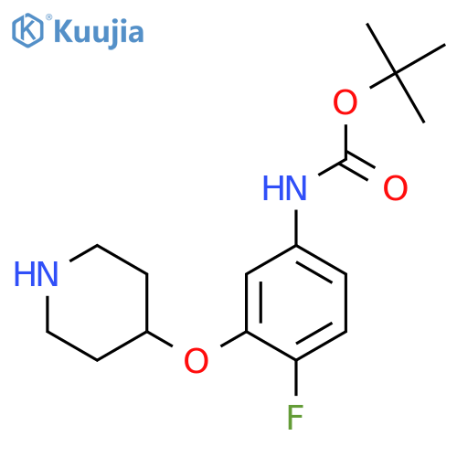 tert-butyl N-4-fluoro-3-(piperidin-4-yloxy)phenylcarbamate structure