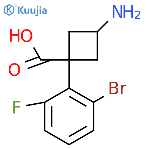 3-amino-1-(2-bromo-6-fluorophenyl)cyclobutane-1-carboxylic acid structure
