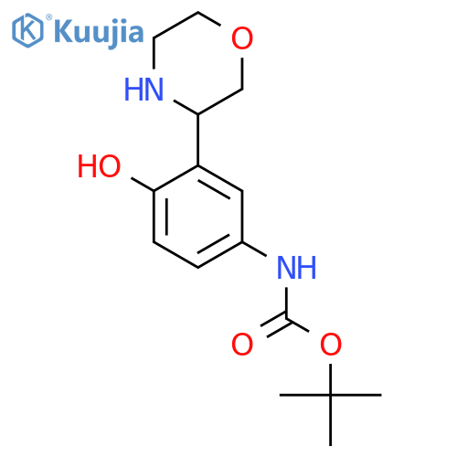 tert-butyl N-4-hydroxy-3-(morpholin-3-yl)phenylcarbamate structure
