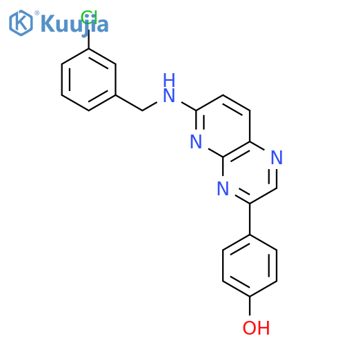 Phenol, 4-[6-[[(3-chlorophenyl)methyl]amino]pyrido[2,3-b]pyrazin-3-yl]- structure