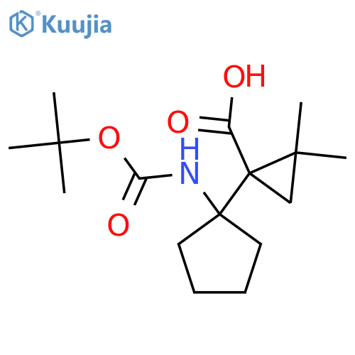 1-(1-{(tert-butoxy)carbonylamino}cyclopentyl)-2,2-dimethylcyclopropane-1-carboxylic acid structure