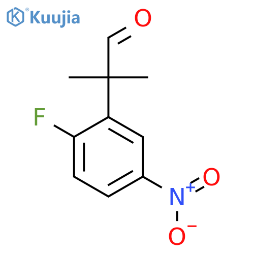 2-(2-fluoro-5-nitrophenyl)-2-methylpropanal structure