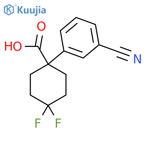 1-(3-cyanophenyl)-4,4-difluorocyclohexane-1-carboxylic acid structure