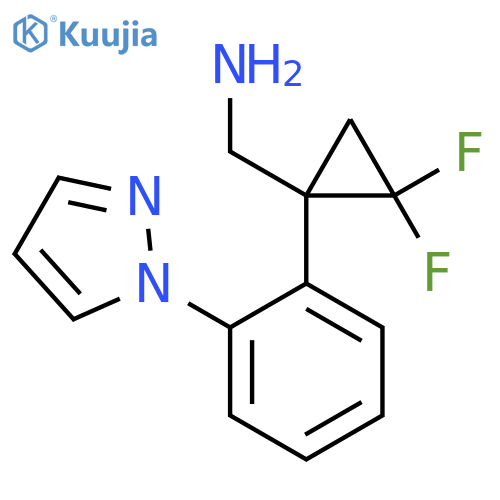 {2,2-difluoro-1-2-(1H-pyrazol-1-yl)phenylcyclopropyl}methanamine structure