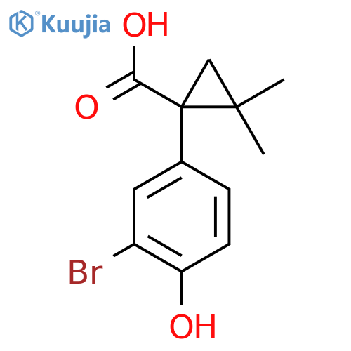 1-(3-bromo-4-hydroxyphenyl)-2,2-dimethylcyclopropane-1-carboxylic acid structure