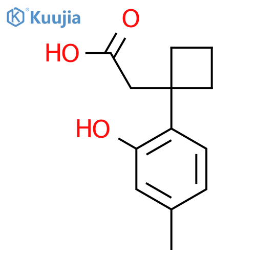 2-1-(2-hydroxy-4-methylphenyl)cyclobutylacetic acid structure