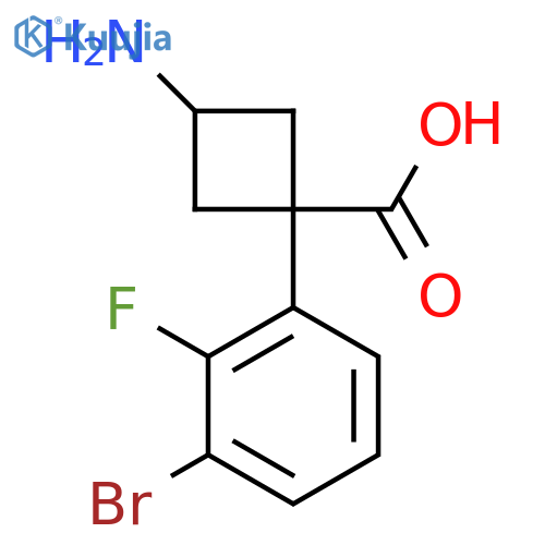 3-amino-1-(3-bromo-2-fluorophenyl)cyclobutane-1-carboxylic acid structure