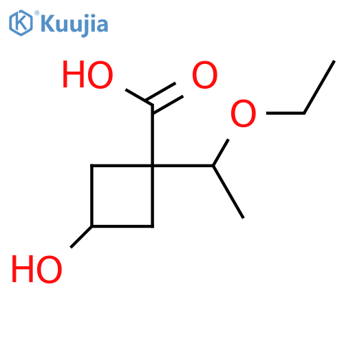 1-(1-ethoxyethyl)-3-hydroxycyclobutane-1-carboxylic acid structure
