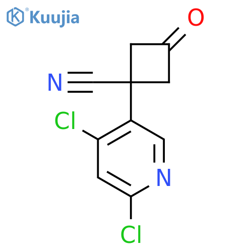 1-(4,6-dichloropyridin-3-yl)-3-oxocyclobutane-1-carbonitrile structure