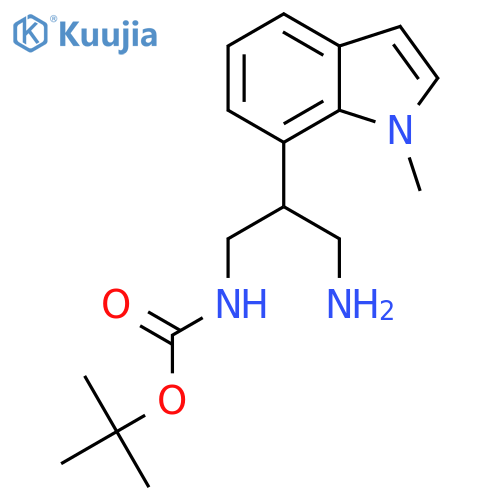 tert-butyl N-3-amino-2-(1-methyl-1H-indol-7-yl)propylcarbamate structure