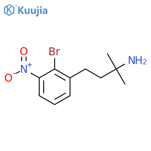 4-(2-bromo-3-nitrophenyl)-2-methylbutan-2-amine structure