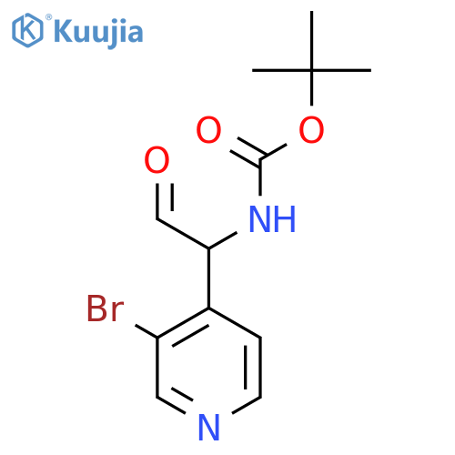 tert-butyl N-1-(3-bromopyridin-4-yl)-2-oxoethylcarbamate structure
