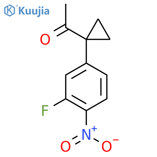 1-1-(3-fluoro-4-nitrophenyl)cyclopropylethan-1-one structure