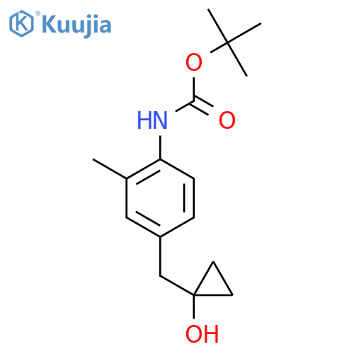 tert-butyl N-{4-(1-hydroxycyclopropyl)methyl-2-methylphenyl}carbamate structure