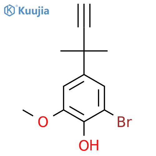 2-bromo-6-methoxy-4-(2-methylbut-3-yn-2-yl)phenol structure