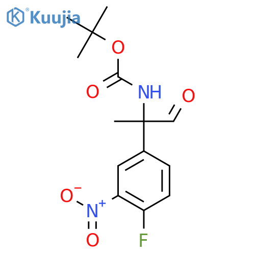tert-butyl N-2-(4-fluoro-3-nitrophenyl)-1-oxopropan-2-ylcarbamate structure