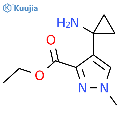 ethyl 4-(1-aminocyclopropyl)-1-methyl-1H-pyrazole-3-carboxylate structure