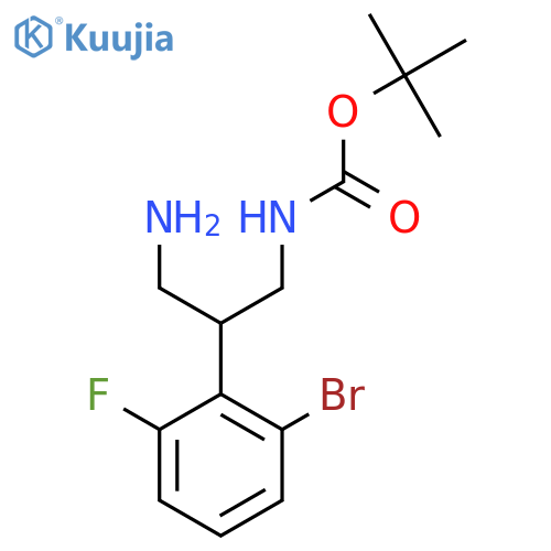 tert-butyl N-3-amino-2-(2-bromo-6-fluorophenyl)propylcarbamate structure