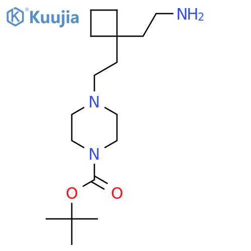 tert-butyl 4-{2-1-(2-aminoethyl)cyclobutylethyl}piperazine-1-carboxylate structure